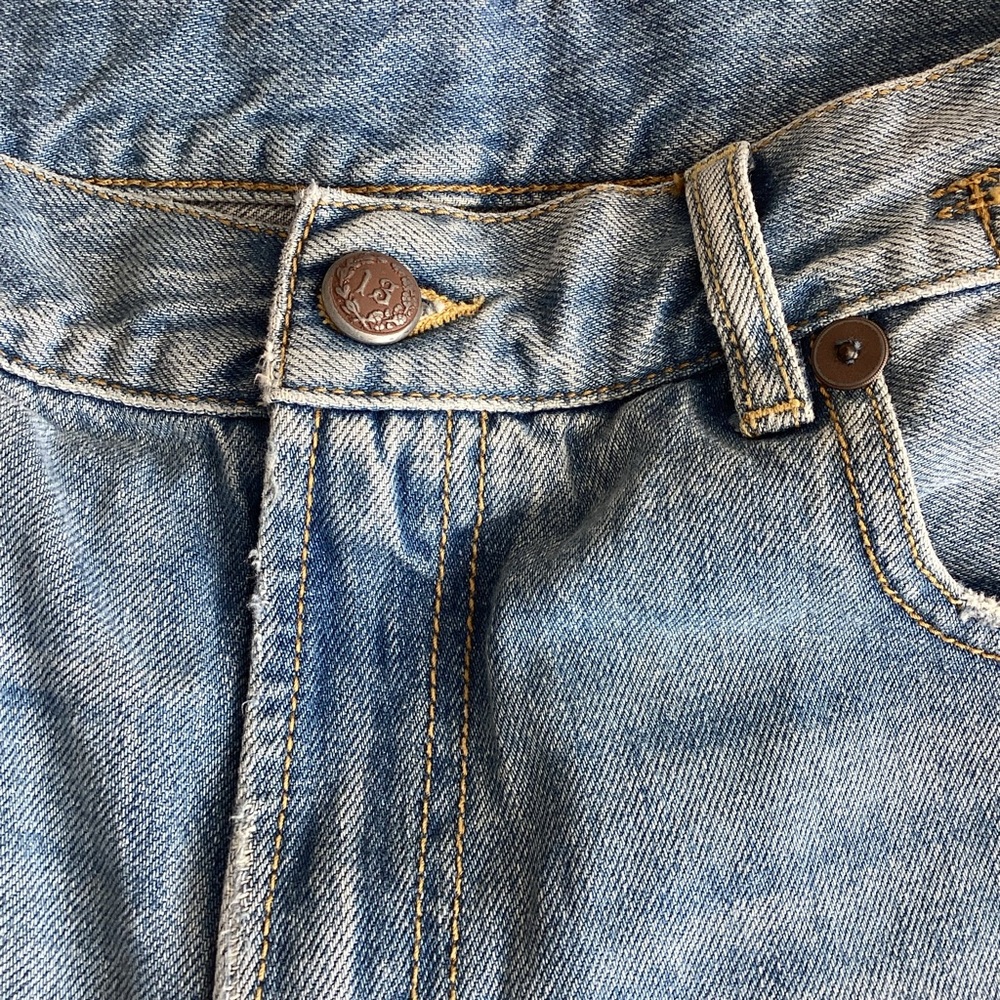 R13 Light Blue Distressed Jean Shorts - Picture 5 of 6